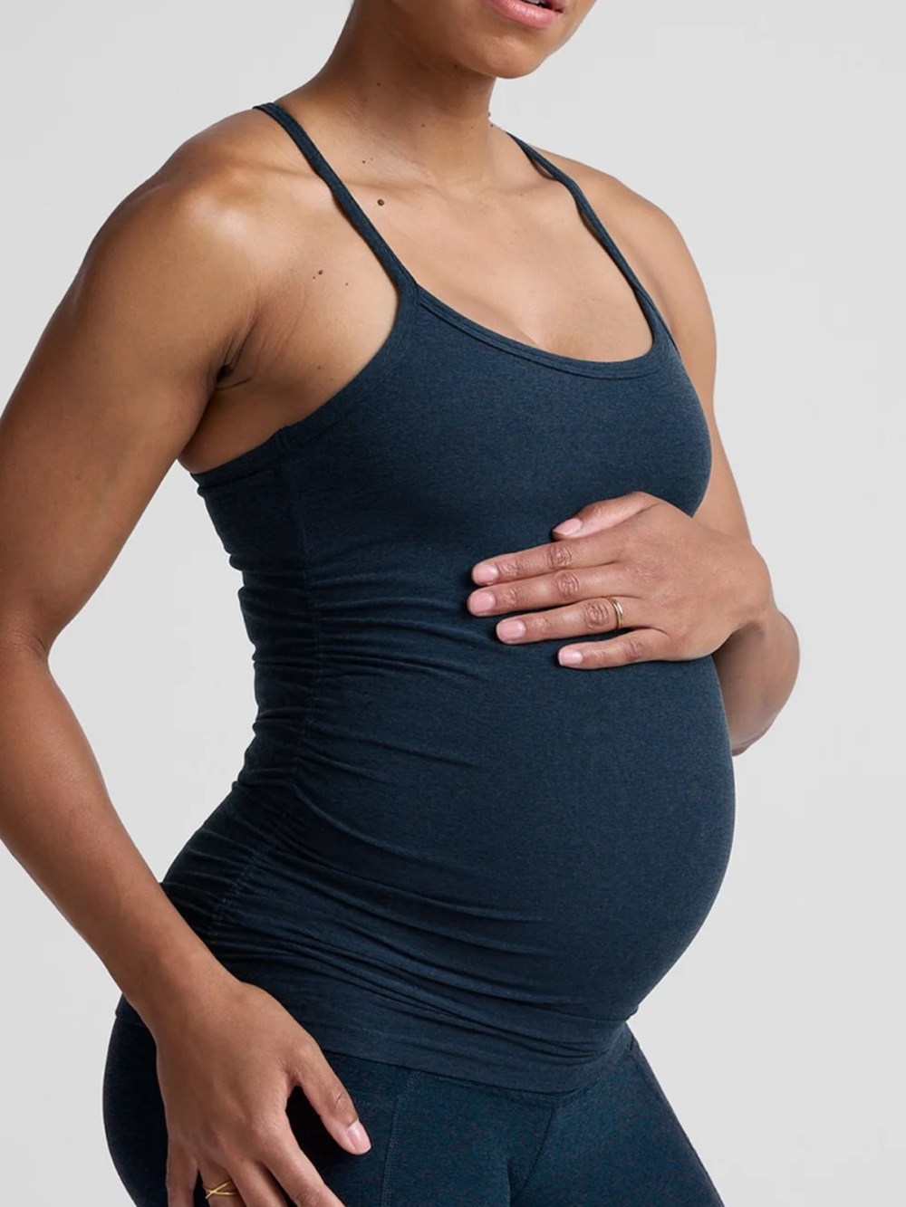 Beyond Yoga Spacedye Keep Your Cool Maternity Slim Racerback Tank Med Dark Grey